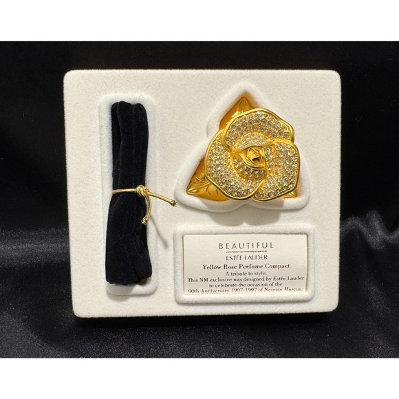 NIB Estee Lauder Beautiful Yellow Rose Solid Perfume Compact 90th Anniversary - Picture 1 of 9